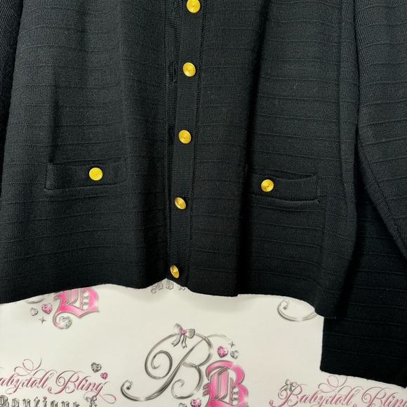 Eaton cardigan black gold buttons luxe blazer style sweater button up luxury - Picture 5 of 6